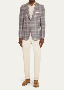 KitonMen's Plaid Cashmere and Linen Single-Breasted Sport Coat