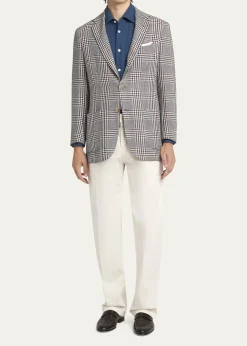 KitonMen's Prince of Wales Cashmere and Linen Sport Coat