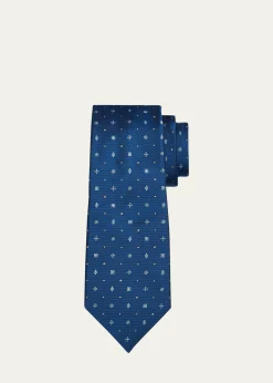 KitonMen's Silk Micro-Floral Seven-Fold Tie