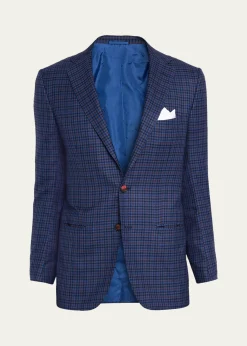 KitonMen's Soft Cashmere Multi-Check Sport Coat