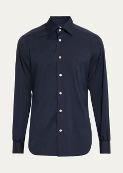 KitonMen's Solid Cotton Sport Shirt