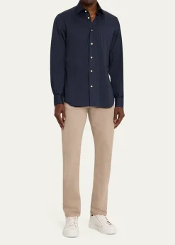 KitonMen's Solid Cotton Sport Shirt