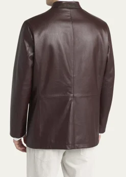 KitonMen's Stand-Collar Leather Jacket