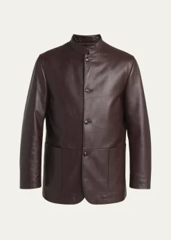 KitonMen's Stand-Collar Leather Jacket