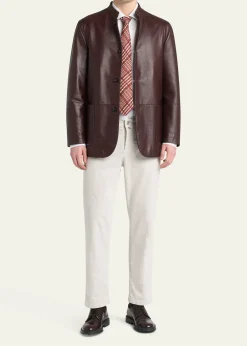 KitonMen's Stand-Collar Leather Jacket