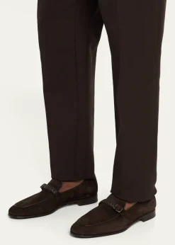 KitonMen's Suede Braided Leather-Bit Loafers