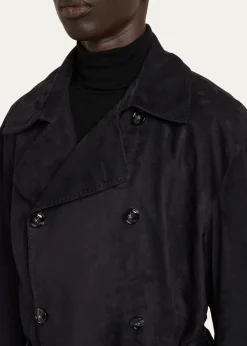 KitonMen's Suede Double-Breasted Trench Coat