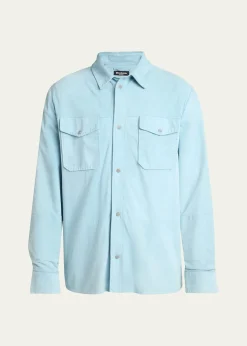 KitonMen's Suede Snap-Front Shirt