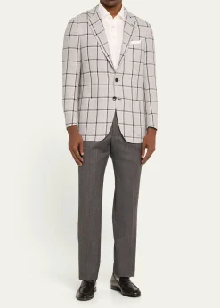KitonMen's Textured Grey Suit Trousers