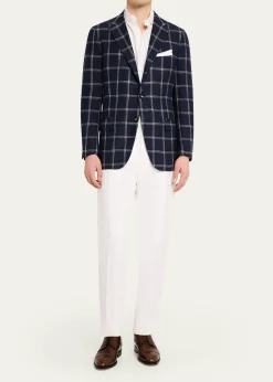 KitonMen's Windowpane Silk, Cotton and Cashmere Sport Coat