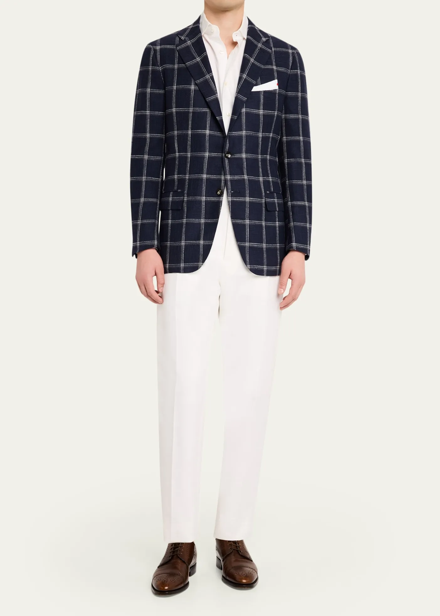 KitonMen's Windowpane Silk, Cotton and Cashmere Sport Coat