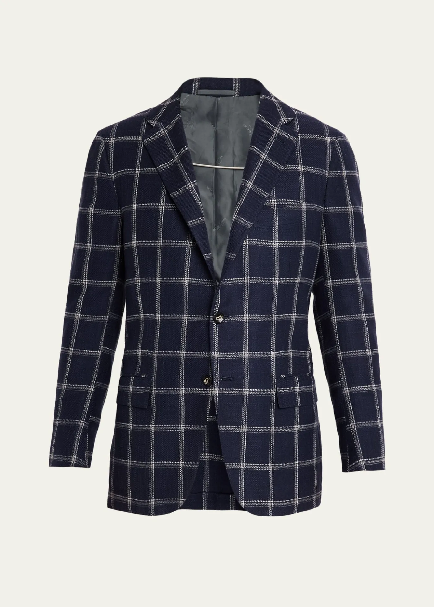 KitonMen's Windowpane Silk, Cotton and Cashmere Sport Coat