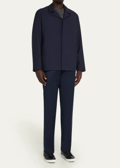 KitonMen's Wool and Cashmere Flat-Front Pants