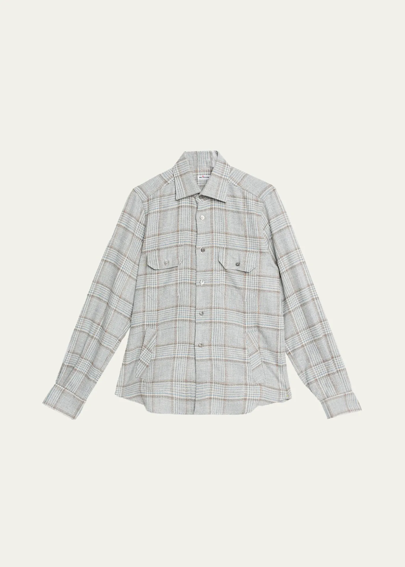KitonMen's Wool-Blend Plaid Overshirt with Pockets