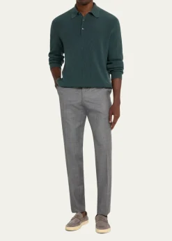 KitonMen's Wool Twill Flat-Front Trousers