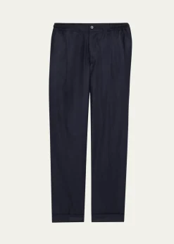 KNTMen's Wool Stretch Pleated Drawstring Trousers