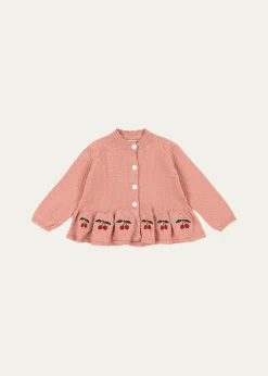 Konges SlojdGirl's Cypres Wavy Knit Peplum Cardigan, Size 3M-8