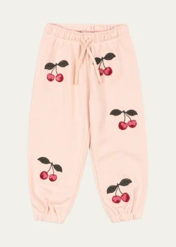 Konges SlojdGirl's Lou Cherry-Embroidered Terry Sweatpants, Size 6M-8