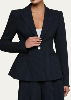 L'AgenceTherese Single-Breasted Pinstripe Blazer