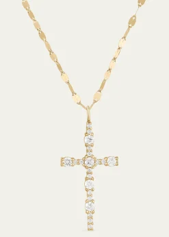 LanaElevated Diamond Everyday Cross Necklace in 14K Yellow Gold, 18"L