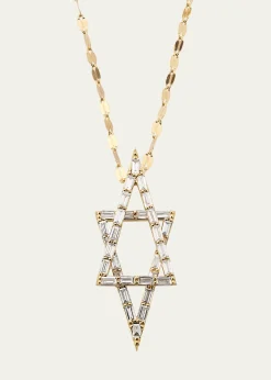 Lana14K Gold Baguette Diamond Star of David Pendant Necklace