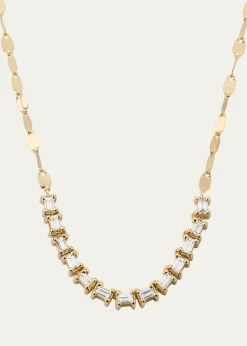 Lana14K Gold Baguette Diamond Tennis Section Chain Necklace
