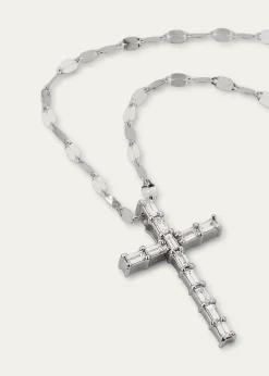 Lana14K Gold Baguette Everyday Cross Pendant Necklace with Jump Ring, 16-18