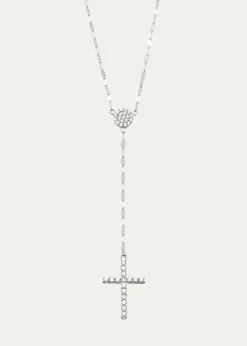 Lana14K Gold Femme Fatale Crossary Necklace with Diamonds