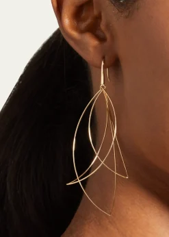 Lana14K Gold Multi-Curved Wire Marquis Hoop Earrings