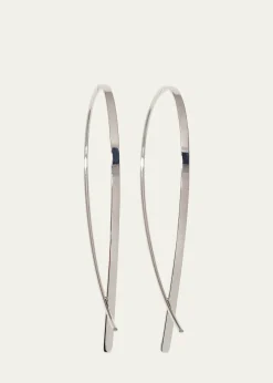 Lana14K Gold Small Elongated Flat Upside Down Hoops