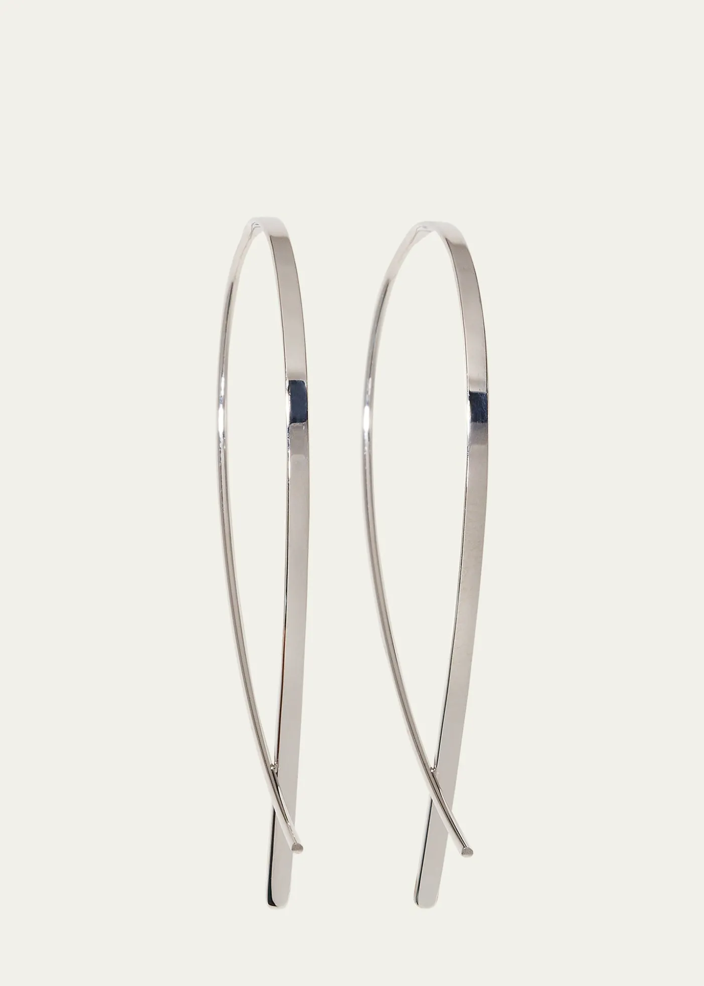 Lana14K Gold Small Elongated Flat Upside Down Hoops