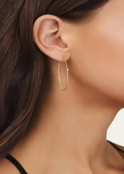 Lana14K Gold Small Oval Magic Hoop Earrings with Diamonds