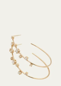 Lana14K Gold Small Solo Tear Drop Hoop Earrings with Diamonds, 36mm