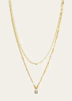 Lana14K Gold Solo Double-Strand Necklace with Diamond