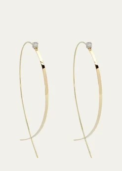 Lana14K Gold Solo Large Flat Upside Down Hoop Earrings with Diamonds, 60mm