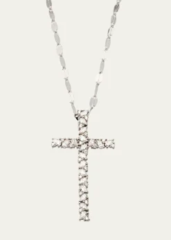 Lana14K White Gold Multi Fancies Diamond Cross Pendant Necklace