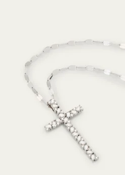 Lana14K White Gold Multi Fancies Diamond Cross Pendant Necklace