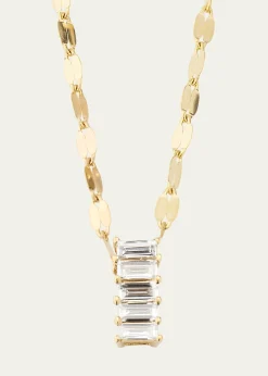 Lana14K Yellow Gold Baguette Diamond Vertical Pendant Necklace