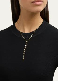 Lana14K Yellow Gold Disc Chain Lariat Crossary Necklace, 18