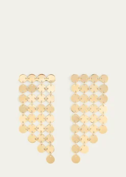 Lana14K Yellow Gold 4-Strand Laser Disc Chainmail Fringe Earrings