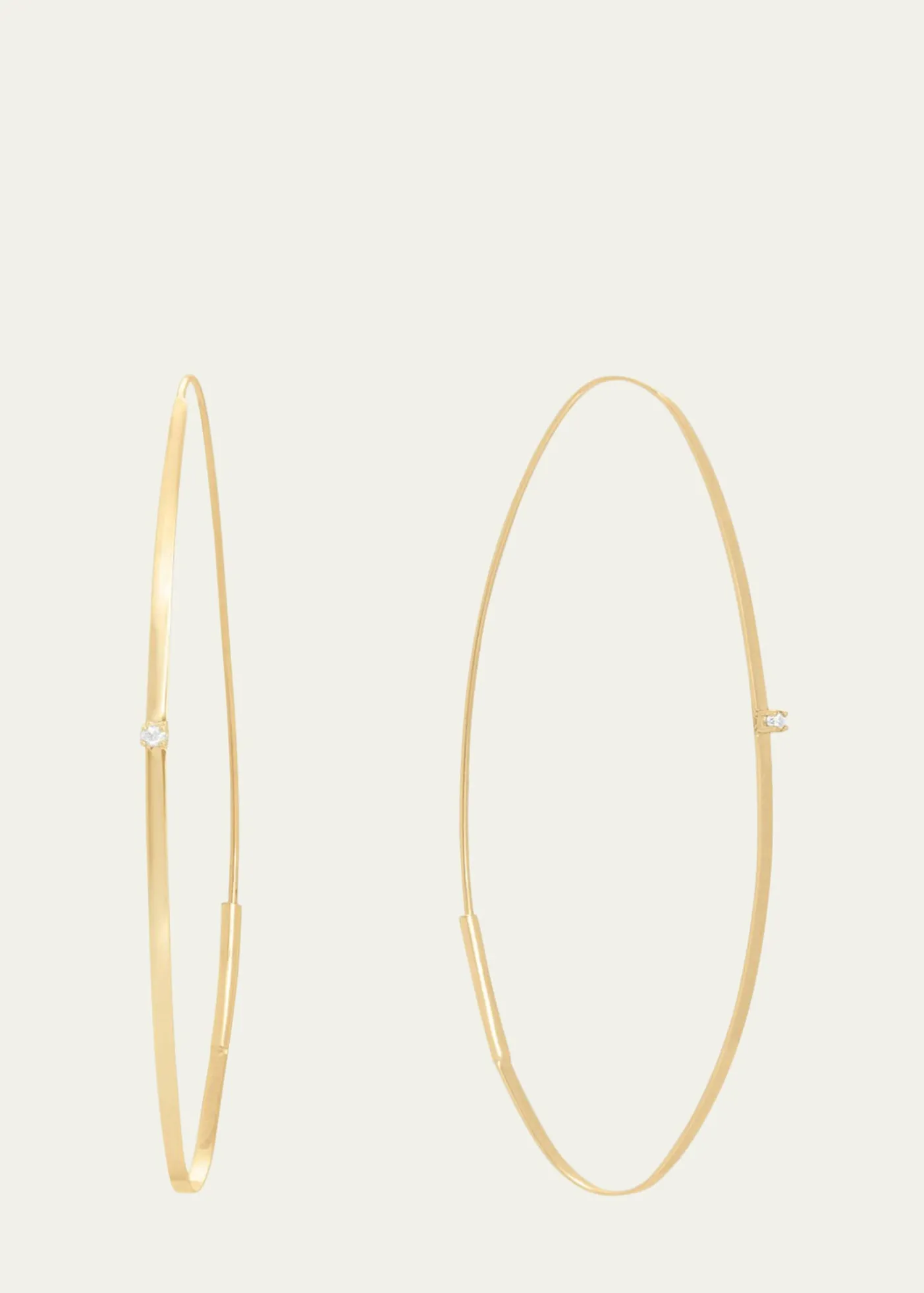 LanaLarge 14K Oval Magic Hoop Earrings with Diamonds
