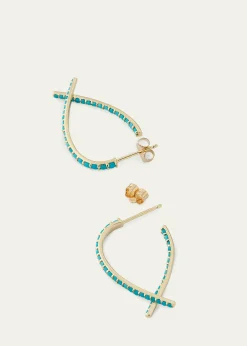 LanaSmall Turquoise Front to Back Upside Down Hoop Earrings