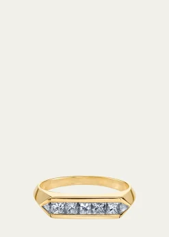 Lizzie Mandler Fine Jewelry18K Yellow Gold Trillion Princess Diamond Chevron Band Ring