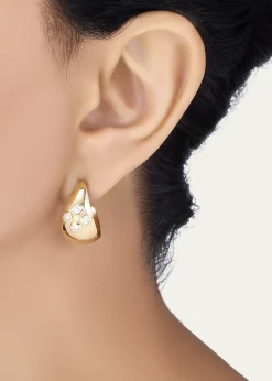 L. KleinDome Polished 18K Yellow Gold Hoop Diamond Earrings