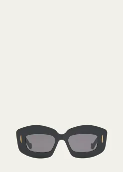 LoeweMen's Anagram Acetate-Nylon Rectangle Sunglasses