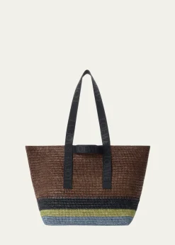 LoeweMen's Fold Raffia Shopper Tote Bag