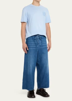 LoeweMen's Washed Denim Stretch-Waistband Pants
