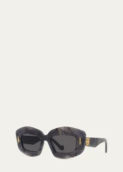 LoeweSilver Screen Chunky Acetate Rectangle Sunglasses