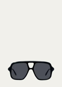 LoeweSlim Aviator Logo Sunglasses