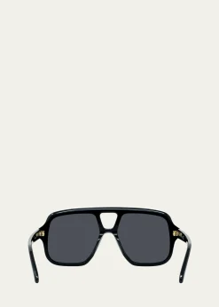 LoeweSlim Aviator Logo Sunglasses